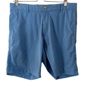 Peter Millar Men's Blue Plaid Checkered Gingham Nylon Shorts Size 32